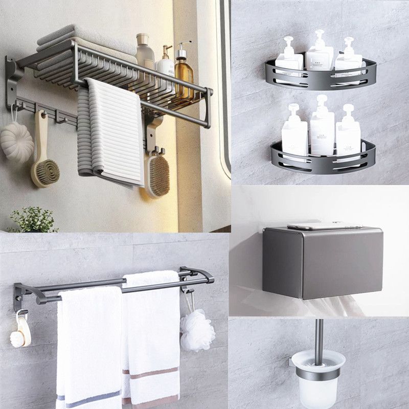 BowLift | Matt gray bathroom accessory set bathroom shelf/towel holder & paper holder included