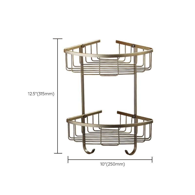 BowLift | Worn Brass Traditional Bathroom Set with Bath Shelf/Paper Holder & Towel Bar
