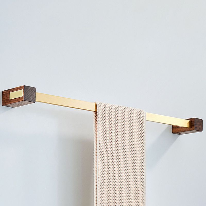 BowLift | 6-piece walnut bathroom accessory set metal gold bath hardware set