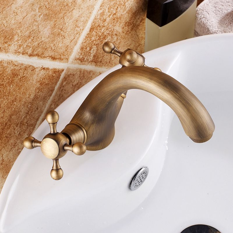 BowLift | Vintage Widespread Bathroom Faucet Industrial Cross Handles Basin Faucet