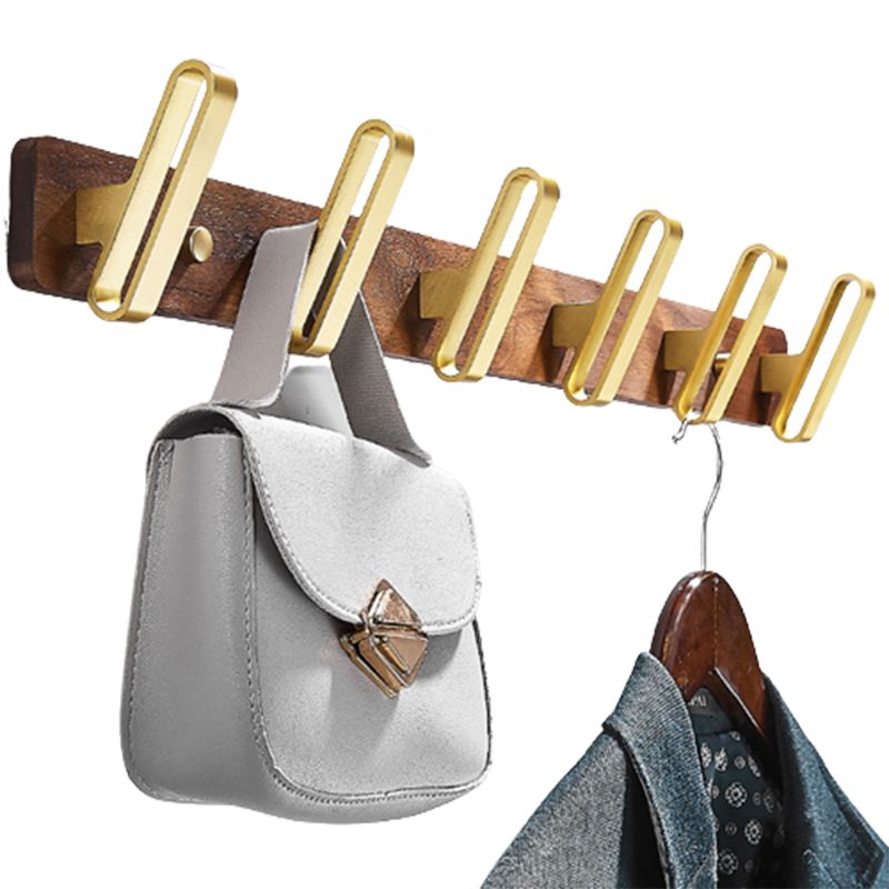 BowLift | 6-piece walnut bathroom accessory set metal gold bath hardware set