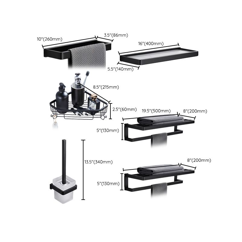 BowLift | Matt Black 5-piece modern bathroom accessory as a single item or as a set with towel bar
