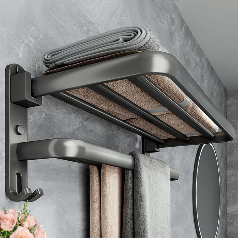 BowLift | Contemporary Bathroom Accessory Set Gray Aluminum Bathroom Shelf/Towel Rack/Bathtub Hook