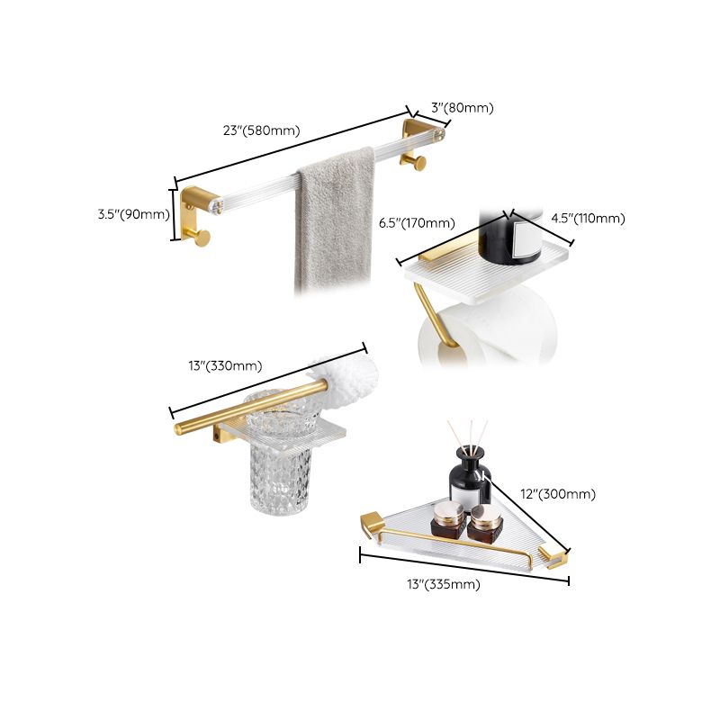 BowLift | Bathroom Accessories Set in Gold Metal and Acrylic Bathroom Accessories Set