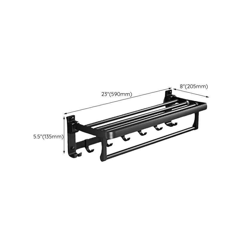 BowLift | Classic Bathroom Accessories Set in Aluminum Black Finish Bathrobe Hook/ Towel Bar