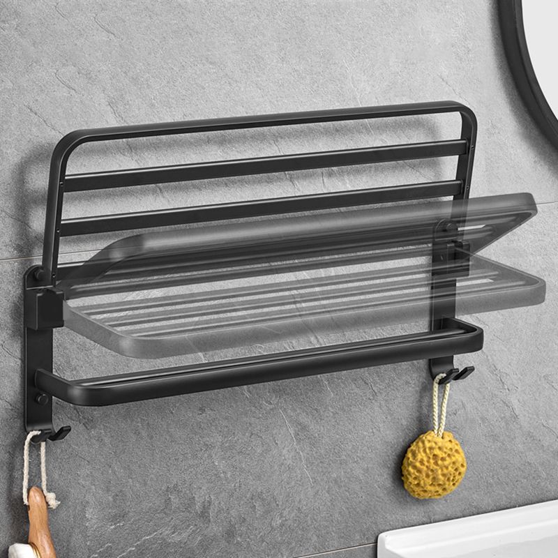 BowLift | Matt Black 5-piece modern bathroom accessory set with bath shelf/tower rod & paper holder