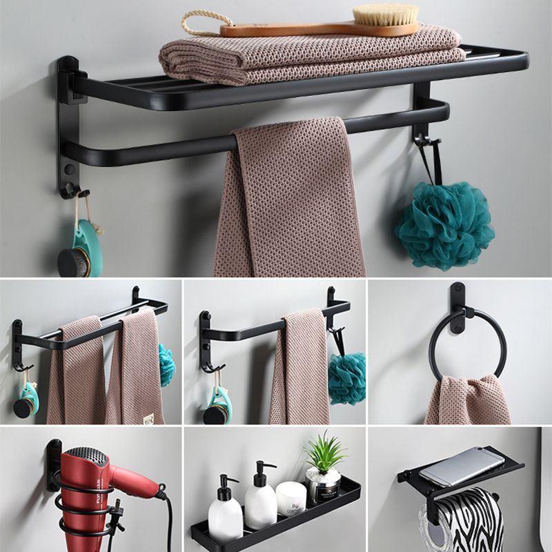 BowLift | Contemporary Bathroom Accessory Set Black Surface Bathrobe Hook/Towel Ring Bar