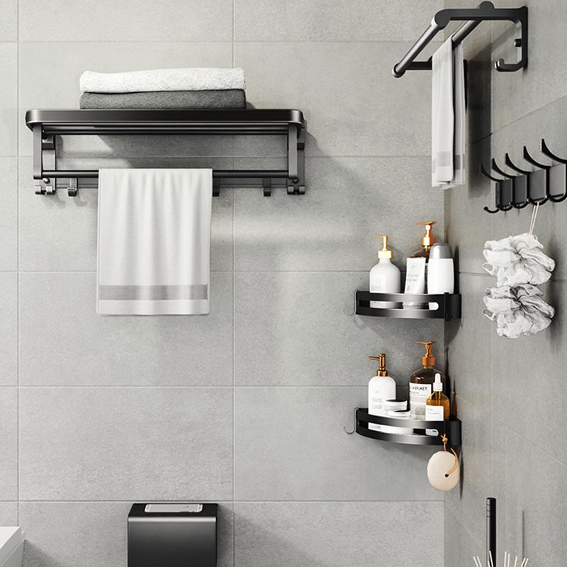 BowLift | Contemporary bathroom accessory set with black finish and bath shelf/towel bar