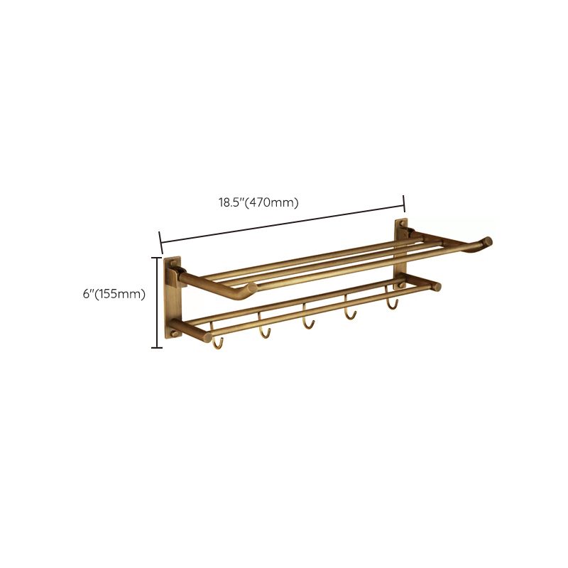 BowLift | Worn Brass Traditional Bathroom Set with Bath Shelf/Paper Holder & Towel Bar