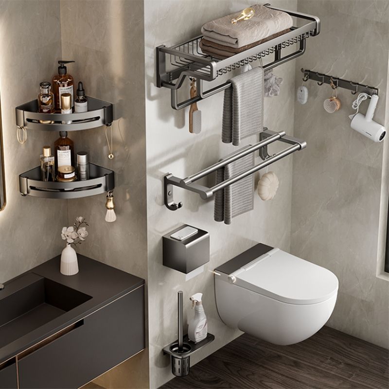 BowLift | Contemporary bathroom accessory set made of matte stainless steel-aluminum with bathrobe hook/towel rail