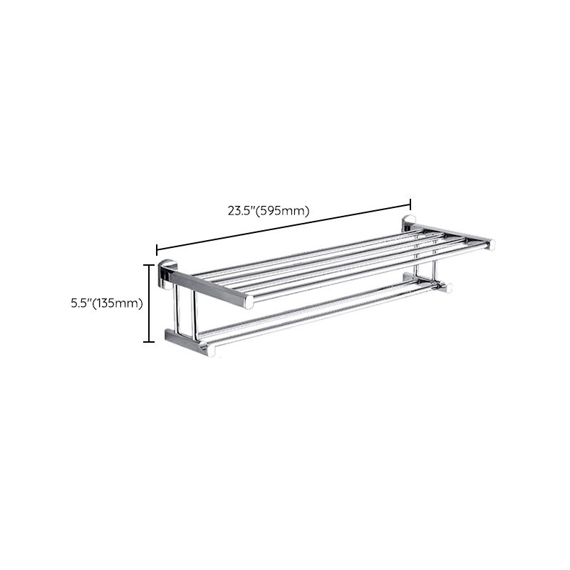 BowLift | Polished Chrome Modern Bathroom Accessory Set Silver Towel Holder/Bath Shelf