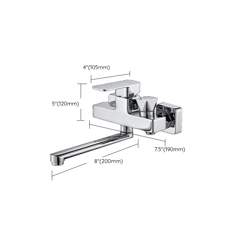 BowLift | Wall Mounted Bathtub Faucet Trim Polished Chrome Swivel Spout with Hand Shower