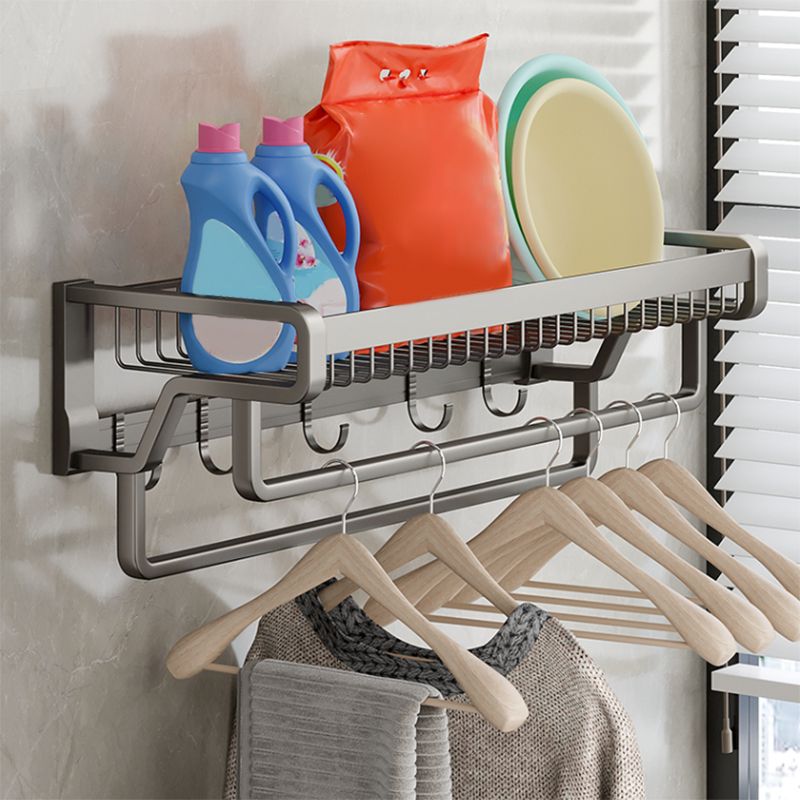 BowLift | Contemporary bathroom accessory set made of matte stainless steel-aluminum with bathrobe hook/towel rail