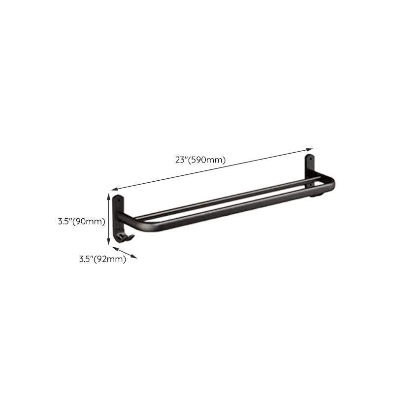 BowLift | Classic Bathroom Accessories Set in Aluminum Black Finish Bathrobe Hook/ Towel Bar
