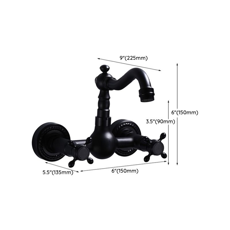 BowLift | Black Wall-Mounted Bathroom Faucet American Classic Widespread Sink Faucet