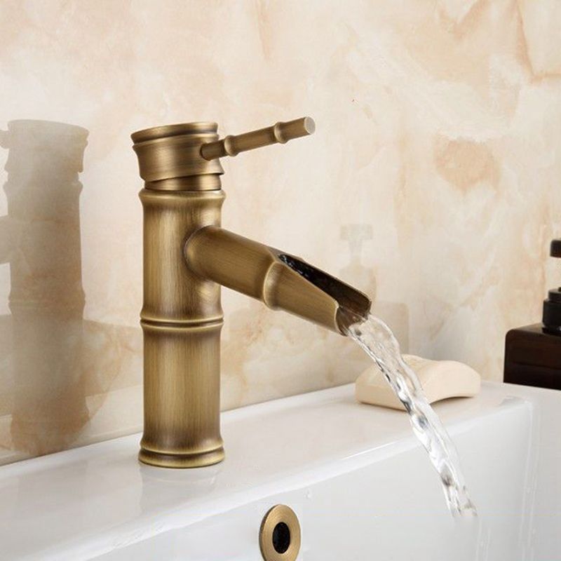 BowLift | Farmhouse Brass Bathroom Faucet With Lever Handle Single Hole Sink Faucet