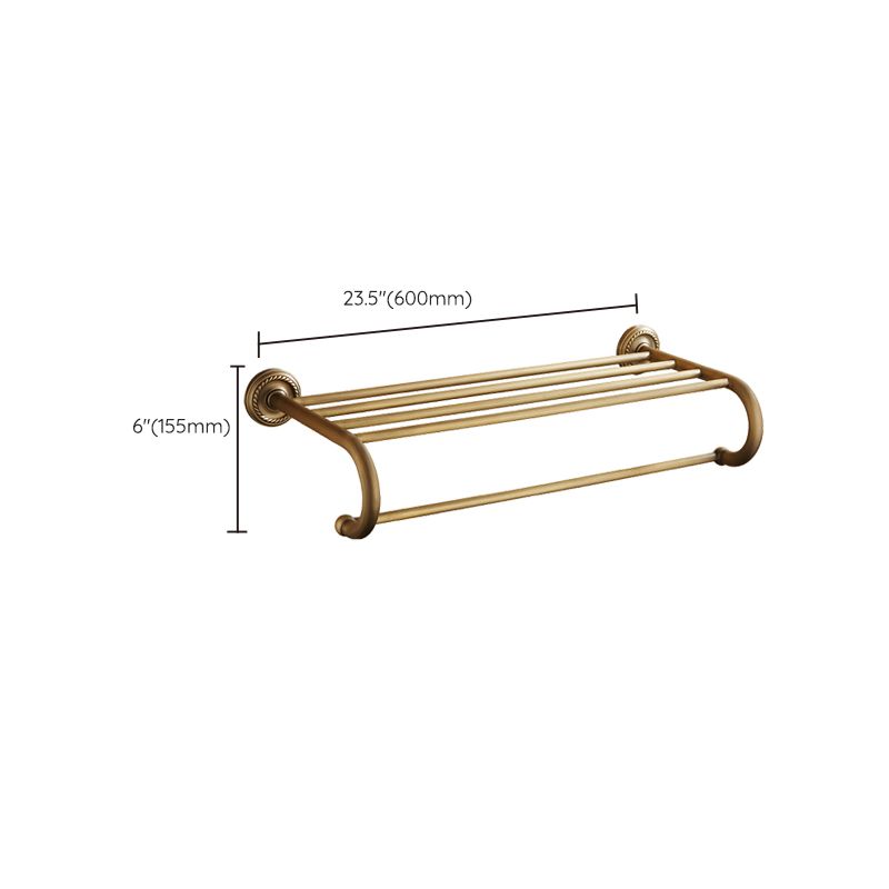 BowLift | Worn Brass Traditional Bathroom Set with Bath Shelf/Paper Holder & Towel Bar