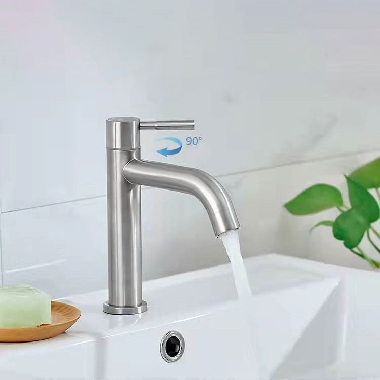BowLift | Stainless Steel Bathroom Faucet Chrome Lever Handle Sink Faucet with 1 Hole