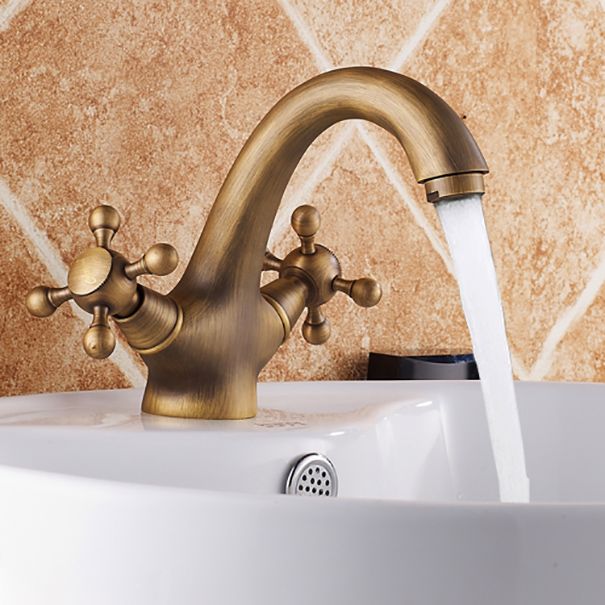 BowLift | Vintage Widespread Bathroom Faucet Industrial Cross Handles Basin Faucet