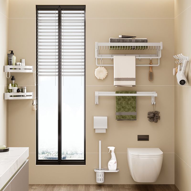 BowLift | Contemporary bathroom accessory set made of matte stainless steel-aluminum with bathrobe hook/bath shelf