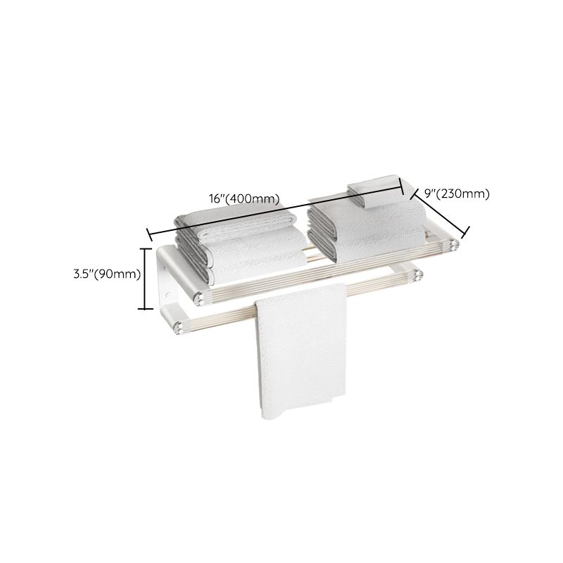 BowLift | White Bathroom Accessory Set Metal & Acrylic Bathroom Set with Bath Shelf/Towel Hook