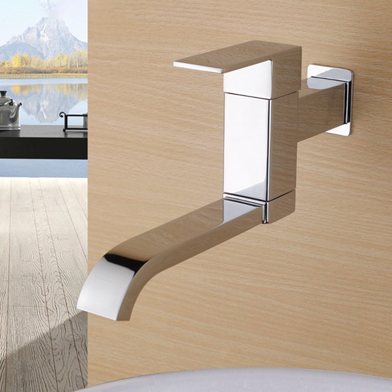 BowLift | Contemporary Wall Mounted Bathroom Faucet Lever Handles Low Arc Swivel Brass Faucet