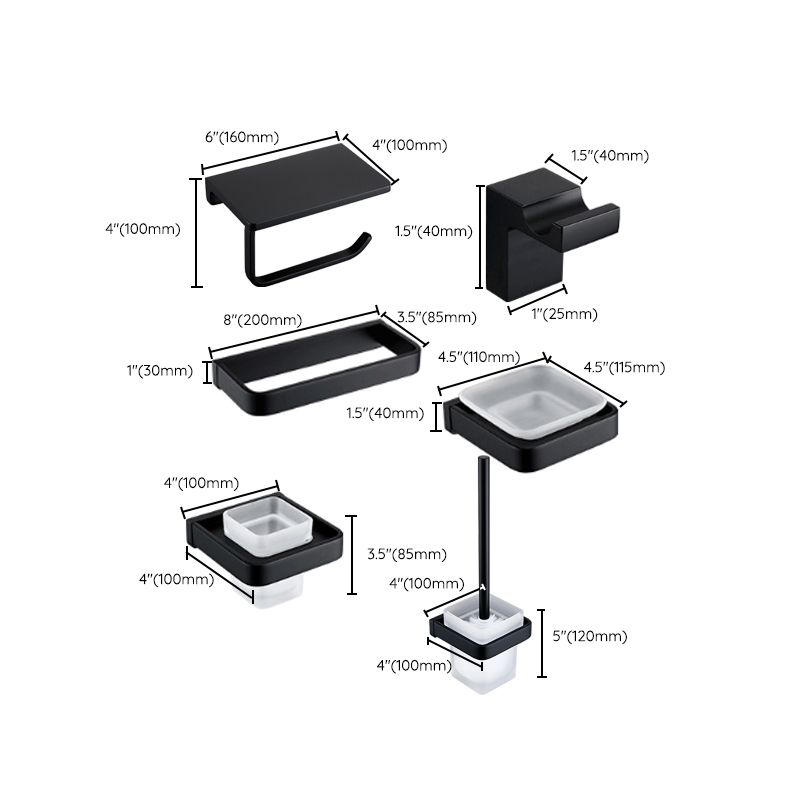 BowLift | Black Bathroom Accessories Hardware Set with Towel Rail and Bath Shelf