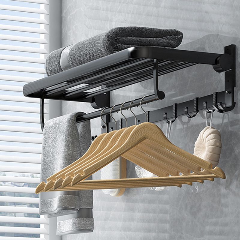 BowLift | Classic Bathroom Accessories Set in Aluminum Black Finish Bathrobe Hook/ Towel Bar