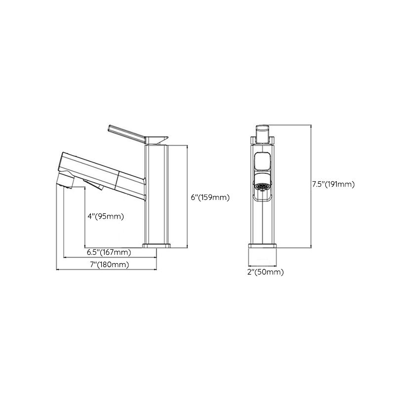 BowLift | Contemporary Vessel Sink Faucet Copper Single Handle Low Arc Pull Down Vessel Faucet