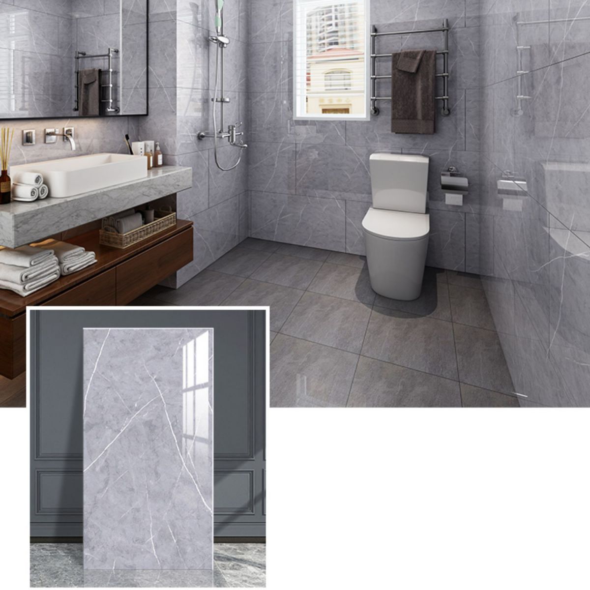 BowLift | Field tile wallpaper plastic waterproof peel and stick back wall with rectangular shape