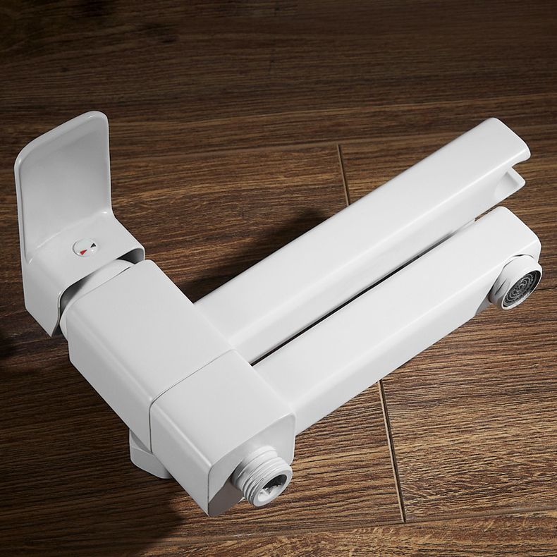 BowLift | White Bath Water Faucet Trim Single Lever Handle Swivel Spout Wall Mounted Hand Shower Bathtub Filler