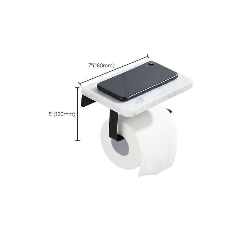 BowLift | Matt Black Bathroom Accessory Set made of Metal & Marble with Bath Shelf/Towel Holder