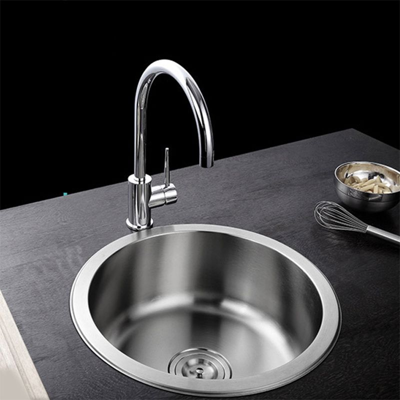 BowLift | Contemporary Single Bowl Kitchen Sink Round Stainless Steel Sink with Drain Strainer Set