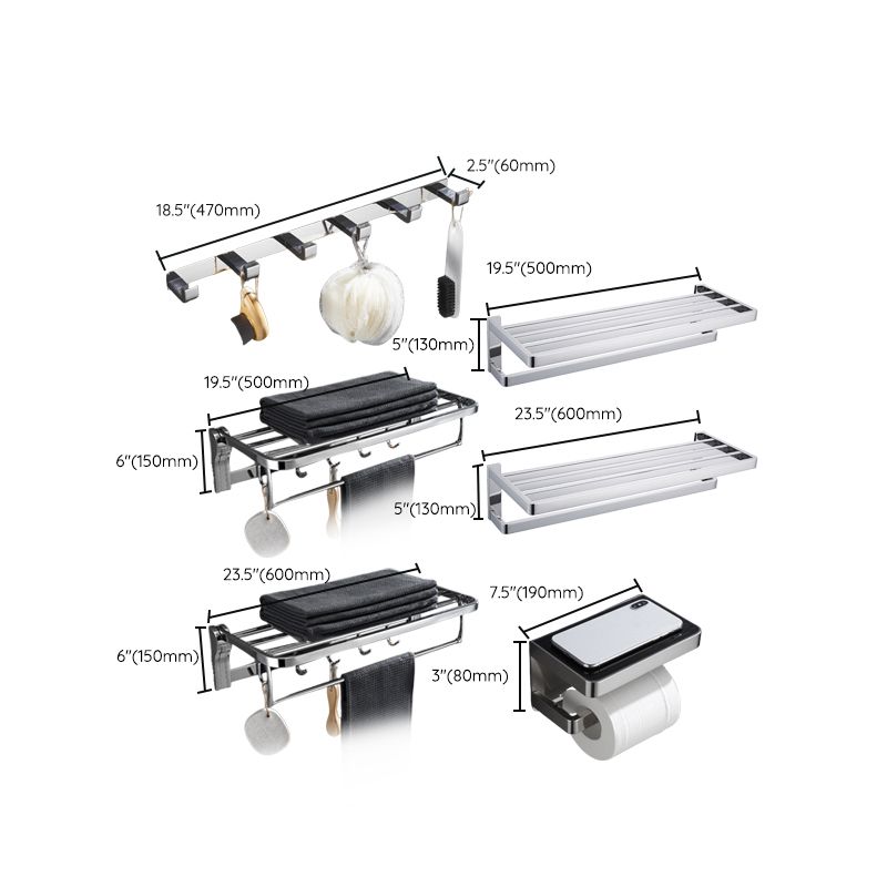 BowLift | 5-piece modern bathroom accessories as single item or in set Polished chrome bathroom set
