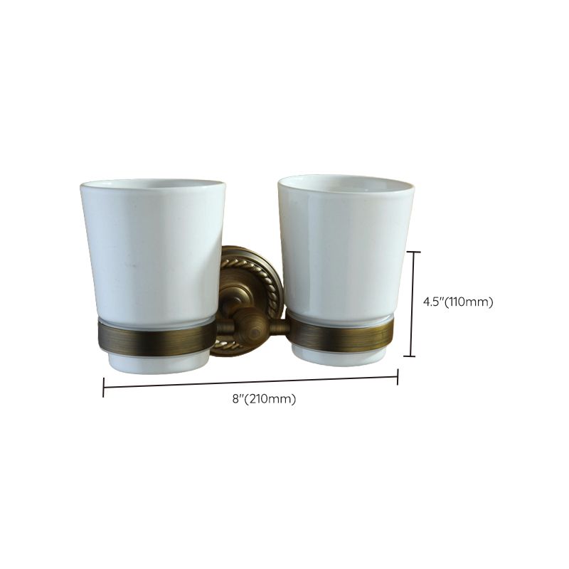 BowLift | Worn Brass Traditional Bathroom Set with Bath Shelf/Paper Holder & Towel Bar