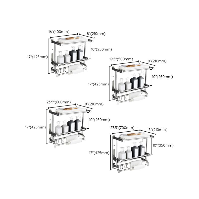 BowLift | Contemporary bathroom accessory set made of chrome-plated stainless steel with bathrobe hooks/towel rail