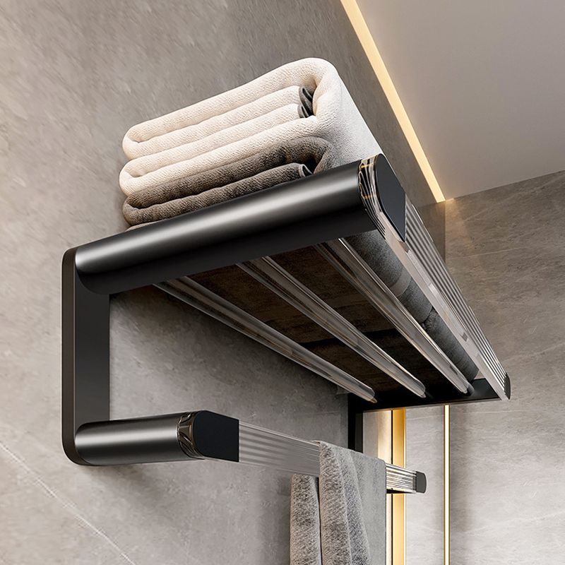 BowLift | Mattes Black Bathroom Hardware Set Metal & Acrylic Bathroom Shelf/Towel Holder/Bathrobe Hook