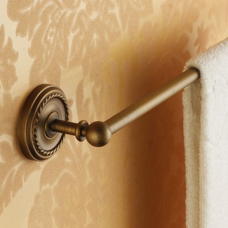 BowLift | Worn Brass Traditional Bathroom Set with Bath Shelf/Paper Holder & Towel Bar