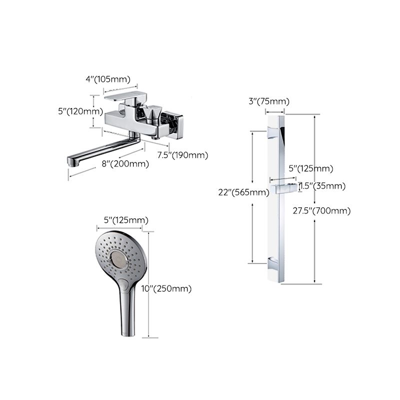 BowLift | Wall Mounted Bathtub Faucet Trim Polished Chrome Swivel Spout with Hand Shower