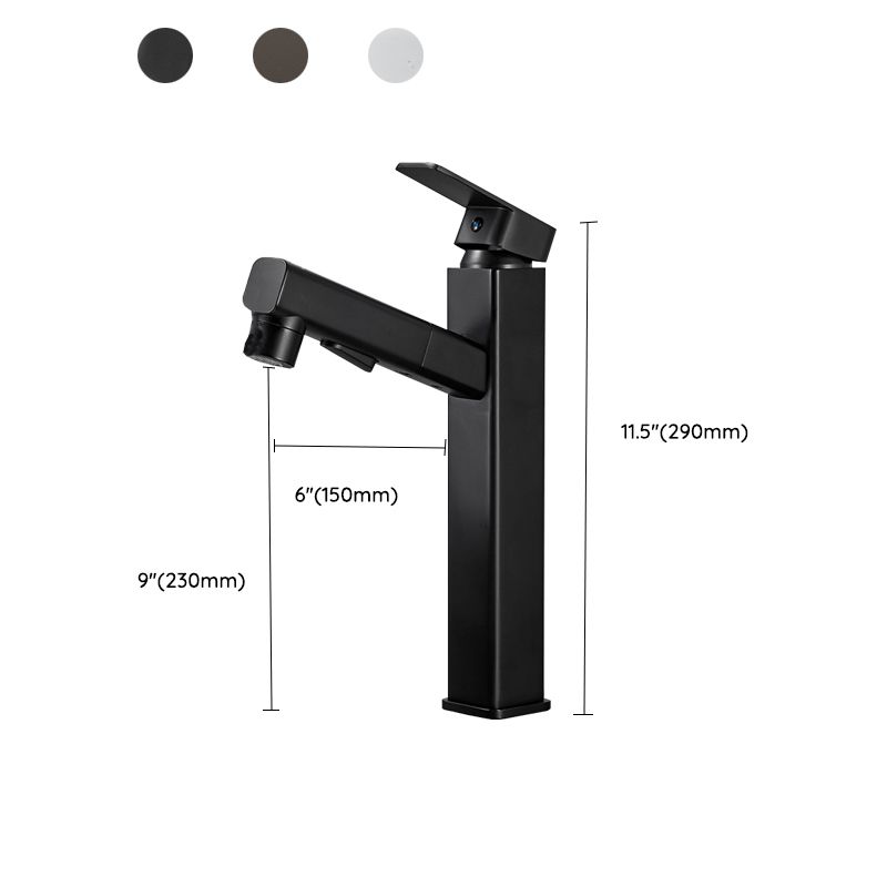 BowLift | Bathroom Vessel Faucet Swivel Spout Single Handle Faucet with Pull-Out Spray Head