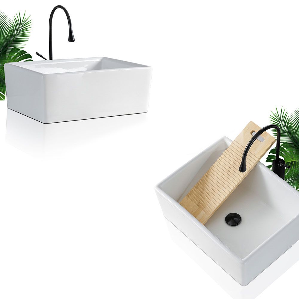 BowLift | Contemporary Bathroom Sink Porcelain Rectangular Vessel Sink Sink Only