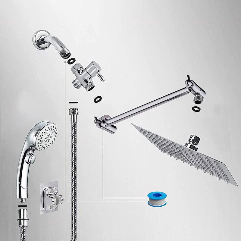 BowLift | Stainless Steel 8 Inch Shower Set 5 Sprays Handheld Shower Head Shower Arm