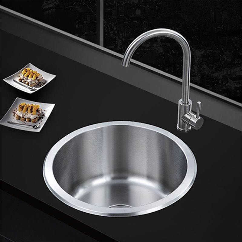 BowLift | Contemporary Single Bowl Kitchen Sink Round Stainless Steel Sink with Drain Strainer Set