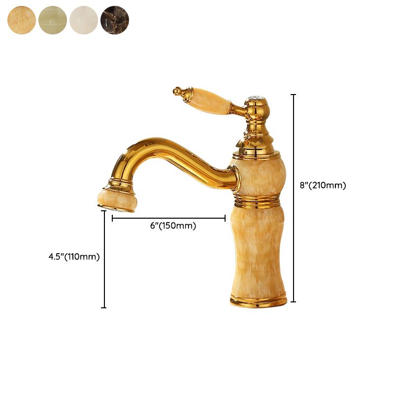 BowLift | Deck Mounted Copper Tub Faucet Low Arc Roman Tub Faucet Set with Jade