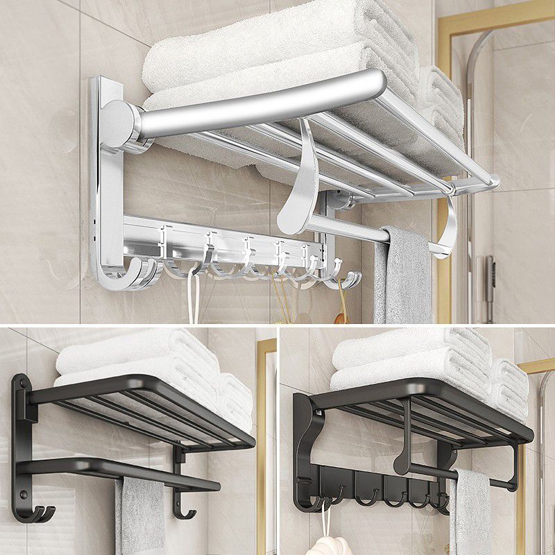 BowLift | Chrome/Black Classic Bathroom Accessory Set Modern Bath Shelf/Towel Bar & Paper Holder