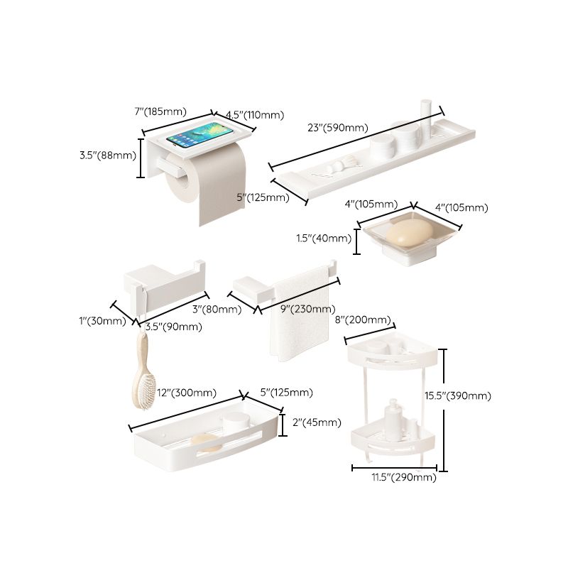 BowLift | Modern White Bathroom Accessory Set Stainless Steel Bath Hardware Set