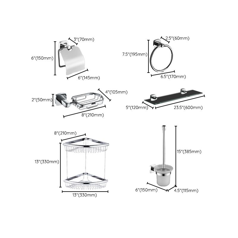 BowLift | Polished Chrome Modernism Bathroom Accessory Set Bath Shelf / Towel Bar / Bathrobe Hook Included