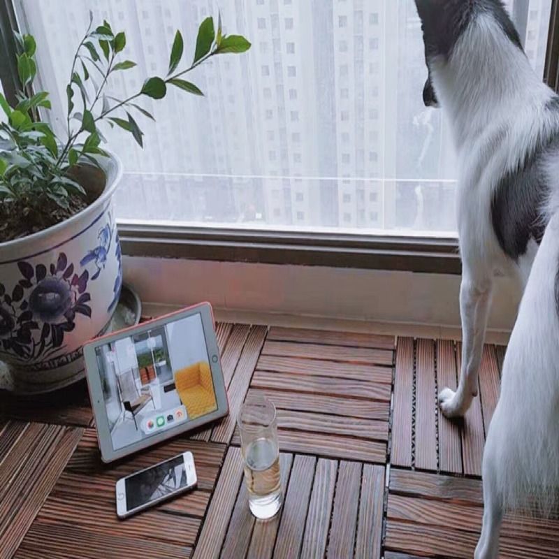 BowLift | Farmhouse Square Tile Floor Brown Pine Wood for Patio Garden