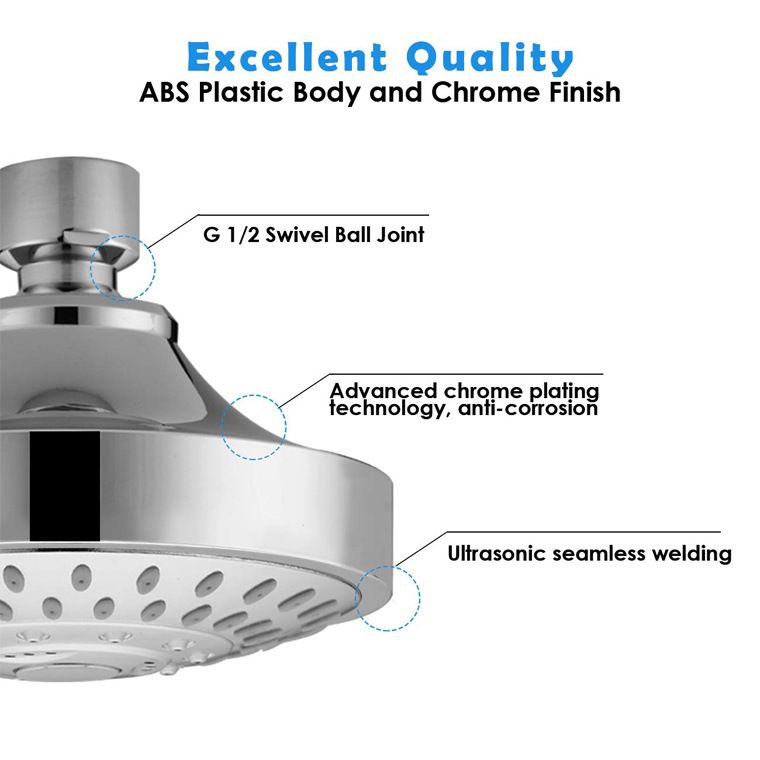 BowLift | Wall-mounted Metal Shower Head Modern Round Shower Head Fixed Shower Head