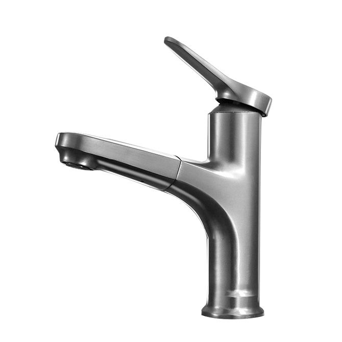 BowLift | Contemporary Bath Faucet Brass Lever Handle Pull-Out Sink Faucet